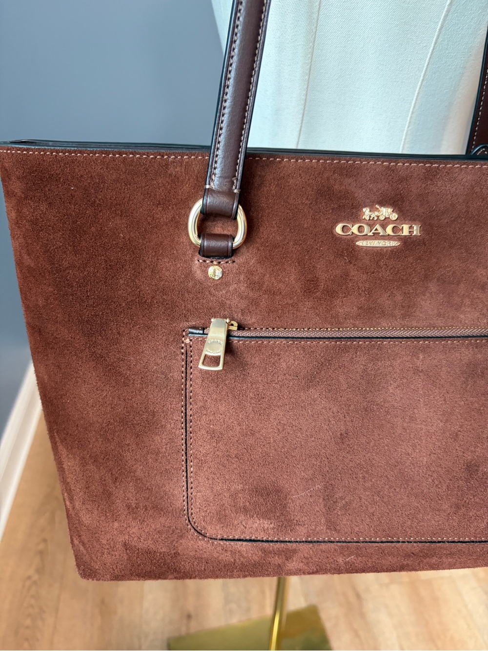Coach Station Tote Bag Vintage Brown Suede Leather Large Shoulder Bag NWOT - Picture 4 of 10
